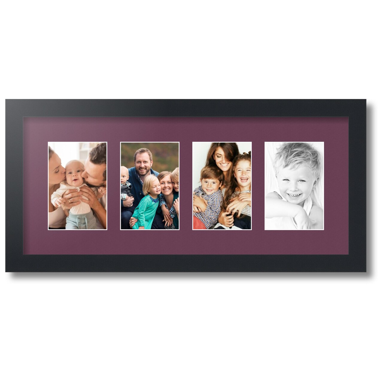 ArtToFrames Collage Photo Picture Frame with 4 - 4x6 inch Openings, Framed in Black with Over 62 Mat Color Options and Plexi Glass (CSM-3926-14)